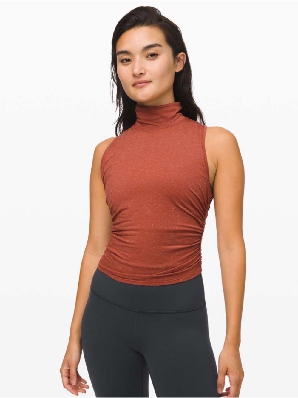 Lululemon See The Horizon Tank rustic clay orange turtleneck sleeveless